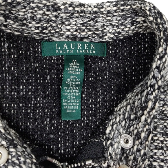 Lauren Ralph Lauren Wmns M Black & White Marled Zip Jacket - Picture 8 of 9
